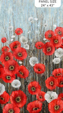 Poppy Meadow - Quilting Cotton Fabric- Poppy panel - Fabric Bash