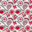 Pre-Order UNL Nebraska Husker - Quilting Fabric - Volleyball - Gray - Fabric Bash
