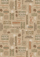Quilt Dakota Shop Hop - Quilting Fabric - South Dakota Words - Tan - Fabric Bash