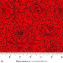 Scarlet's Treasure | Red Line-Art Floral - Fabric Bash