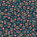 Serenity Lotus Flower Toss - Navy - Fabric Bash