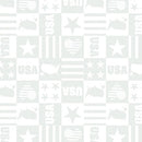 Star Spangled Whites - Quilting Fabric - USA Boxes White - Fabric Bash