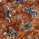 Stars, Stripes, & Steel GRUNGE BIKER TOSS RUST - Fabric Bash