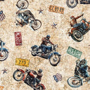 Stars, Stripes, & Steel GRUNGE BIKER TOSS TAN - Fabric Bash
