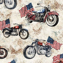 Stars, Stripes, & Steel MOTORCYCLES & AMERICAN FLAGS BIRCH - Fabric Bash