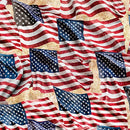 Stars, Stripes, & Steel WAVING AMERICAN FLAG CREAM - Fabric Bash