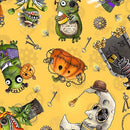 Steampunk Halloween 3 - Character Toss - Yellow - Fabric Bash