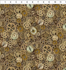 Steampunk Menagerie - Gears & Clocks - Gold - Fabric Bash