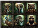 Steampunk Menagerie - Small Panel - 32" x 42" - Fabric Bash