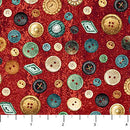 Stitchin' Stonehenge - Buttons - Red - Fabric Bash