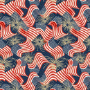 Stripes and Stars-Quilting Cotton Fabric- Flags & Fireworks-Navy - Fabric Bash
