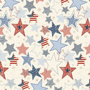 Stripes and Stars-Quilting Cotton Fabric- Large Stars-Cream Multi - Fabric Bash