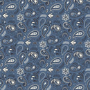 Stripes and Stars-Quilting Cotton Fabric- Paisley-Blue - Fabric Bash