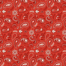 Stripes and Stars-Quilting Cotton Fabric- Paisley-Red - Fabric Bash