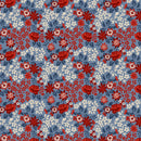 Stripes and Stars-Quilting Cotton Fabric- Rose Floral-Blue Multi - Fabric Bash