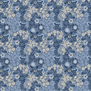 Stripes and Stars-Quilting Cotton Fabric- Rose Floral-Blue Tonal - Fabric Bash
