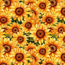 Sunflower Serenade - Quilting Fabric - Packed Sunflowers - Green - Fabric Bash