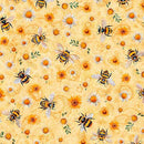 Sunflower Serenade - Quilting Fabric - Sunflowers & Bumble Bees - Melon - Fabric Bash