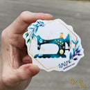 Teal Sewing Machine Sticker - Fabric Bash