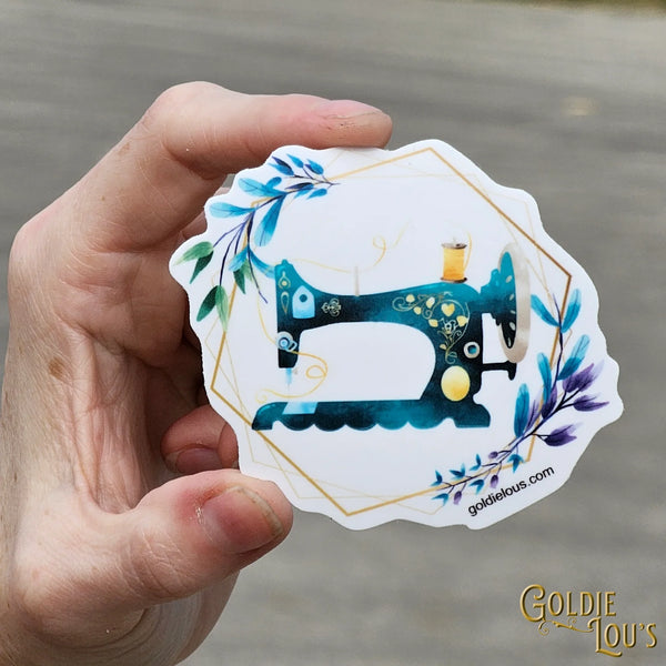 Teal Sewing Machine Sticker