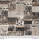 Tim Holtz Charcoal -Quilting Cotton Fabric- Collage - Fabric Bash