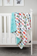 Trainyard Cream Minky Blanket - 32x36 - Fabric Bash