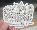 Wildflower Quilitng Notions Sticker (White) - Fabric Bash