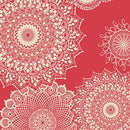 Winter Haven -Quilting Cotton Fabric- Dancing Doilies- Coral - Fabric Bash