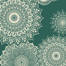 Winter Haven -Quilting Cotton Fabric- Dancing Doilies Dark- Teal - Fabric Bash