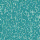 Winter Haven -Quilting Cotton Fabric- Doodle Star- Turquoise - Fabric Bash
