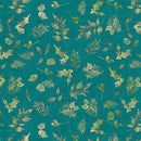 Winter Haven -Quilting Cotton Fabric- Forest Floor- Teal - Fabric Bash