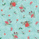 Winter Haven -Quilting Cotton Fabric- Forest Gathering Medium- Turquoise - Fabric Bash