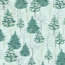 Winter Haven -Quilting Cotton Fabric- Forest Symphony- Lt Turqoise/Pine - Fabric Bash
