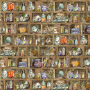 Witch's Tale -Quilting Cotton Fabric- Digital Bookshelf- Dark Caramel - Fabric Bash
