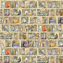 Witch's Tale -Quilting Cotton Fabric- Digital Bookshelf- Light Caramel - Fabric Bash