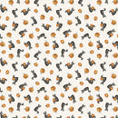 Witch's Tale -Quilting Cotton Fabric- Digital Cats- Light Cream - Fabric Bash
