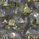 Witch's Tale -Quilting Cotton Fabric- Digital -Dark Gray - Fabric Bash