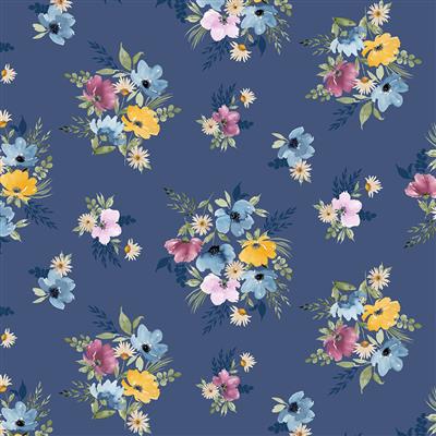 Violetta Digital Tossed Flowers Y4318-88 Denim