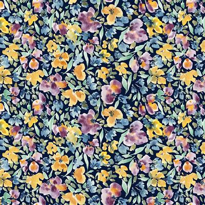 Violetta Digital Packed Flowers Y4319-89 Dark Denim