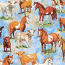 Yippie Ki Yay - Cows & Horses - Light Blue - Fabric Bash