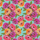 Zinnias - Main Aqua - Fabric Bash