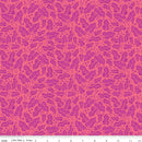 Zinnias - Zinnia Leaves Hot Pink - Fabric Bash