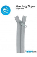 24" Single Slide Zipper - Pewter - Fabric Bash
