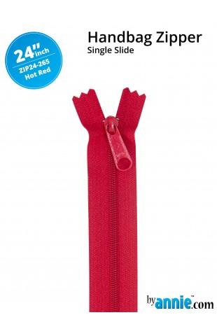 24" Single Slide Zipper - Hot Red