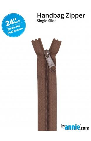 24" Single Slide Zipper - Seal Brown