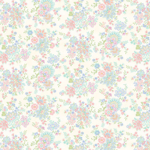 Main Floral Allover 2971-44 Cream || Dorothy Jean's Flower Garden