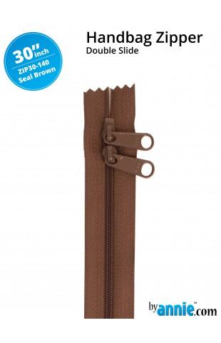 30" Double Slide Zipper - Seal Brown