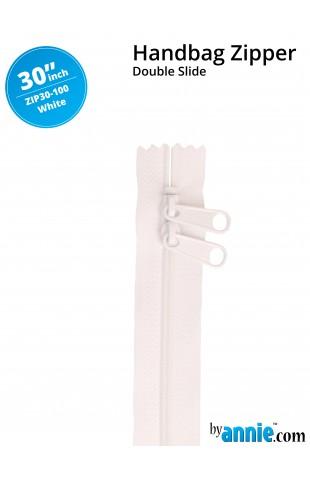 30" Double Slide Zipper - White