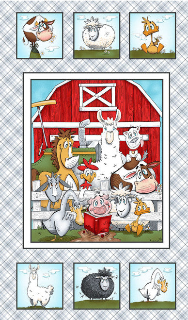 24 inch Panel 6909P-91 Light Gray || Farmyard Tails