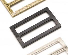 BLACK METAL 1½" SLIDER - WIDEMOUTH, FLAT, SET OF TWO